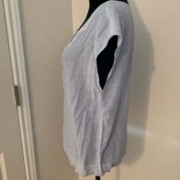 Loft lightweight cotton blue and white striped top shirt blouse - Picture 2 of 8